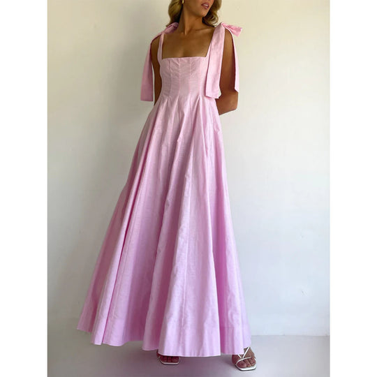 Damen Elegantes Maxikleid mit modernen Schulterbändern und fließendem Schnitt R&B