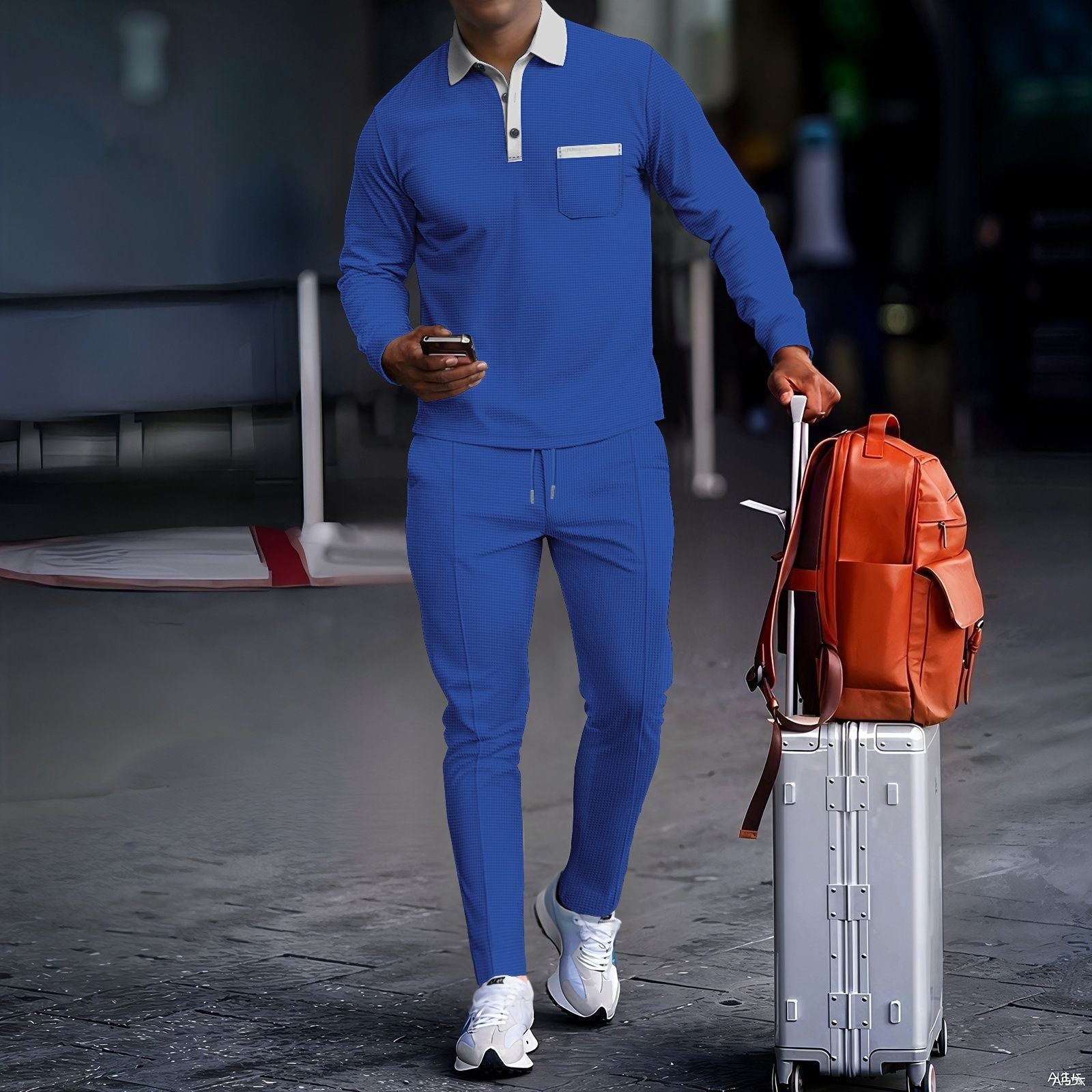 Herren modisches Freizeit-Set mit Kragen und praktischen Taschen R&B
