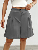 Damen Elegante Shorts mit Knopfverschluss und faltigem Design R&B