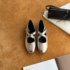 Damen Elegante und modische Mary Jane Ballerinas mit schimmerndem Riemchen