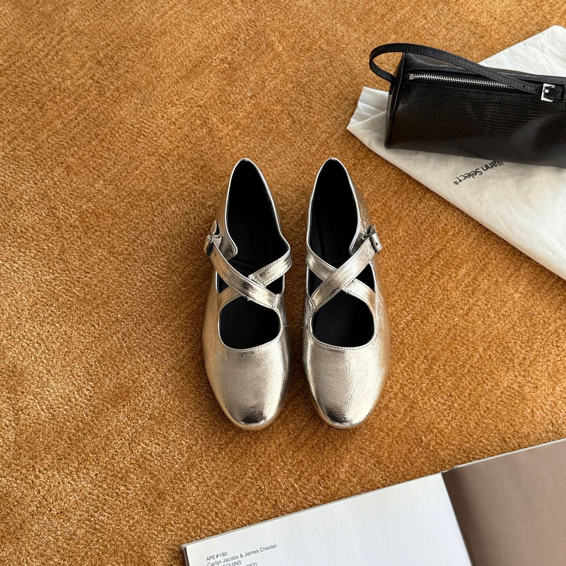 Damen Elegante und modische Mary Jane Ballerinas mit schimmerndem Riemchen