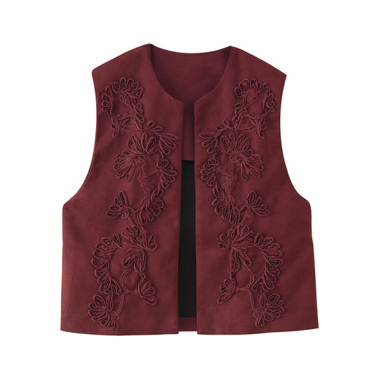 Damen Weste mit floralem Stickdesign R&B