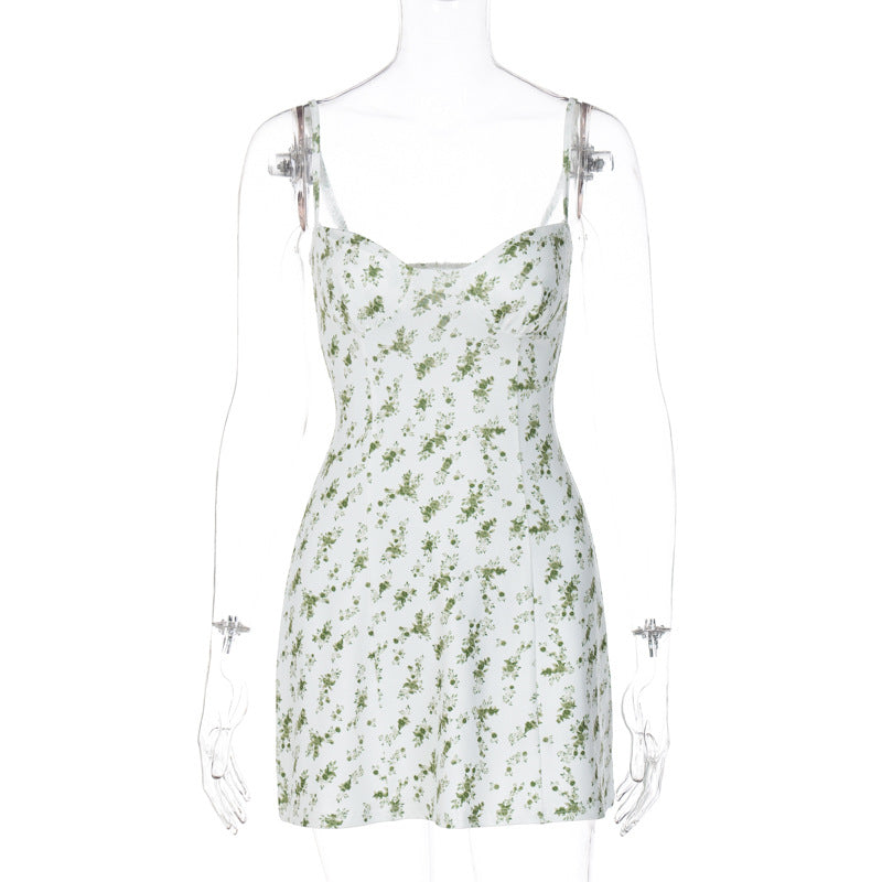 Damen Blumengesäumtes Minikleid mit verstellbaren Trägern und femininem Schnitt R&B