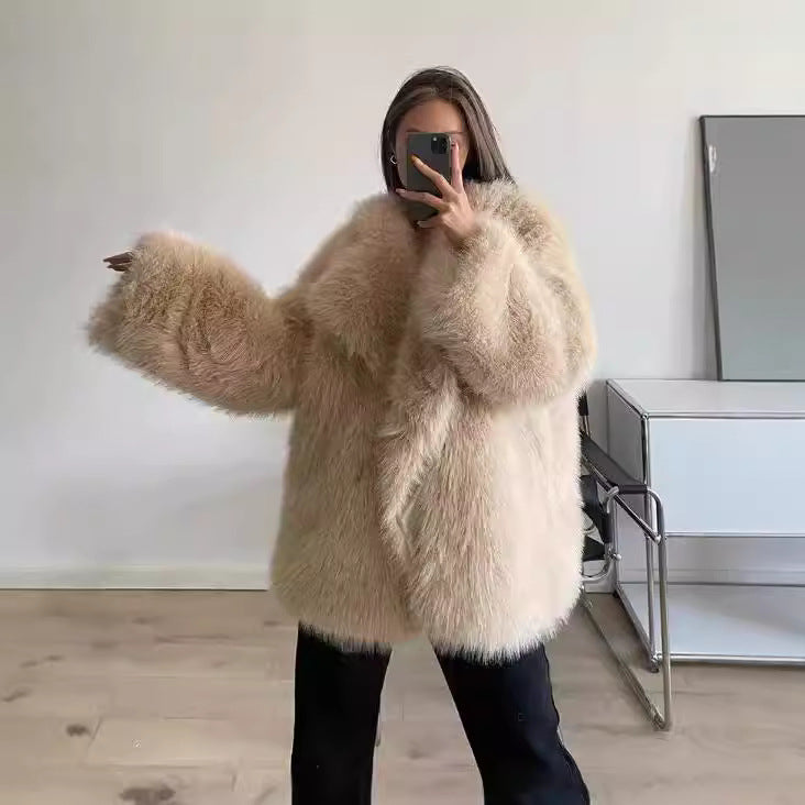 Damen Boucle Kunstfelljacke R&B