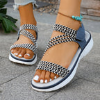 Damen Komfortable Freizeitsandalen mit elastischen Kreuzriemen und gepolsterter Sohle R&B