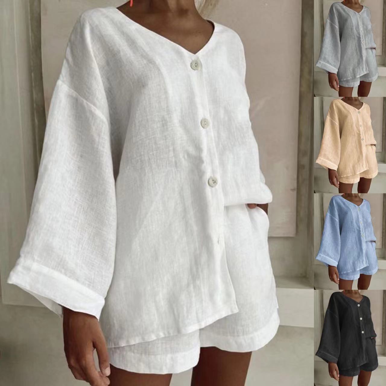 Damen lässiges Set mit weit geschnittenem Oberteil und Shorts