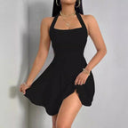 Damen Sommerliches Neckholder Kleid mit fließendem Saum R&B