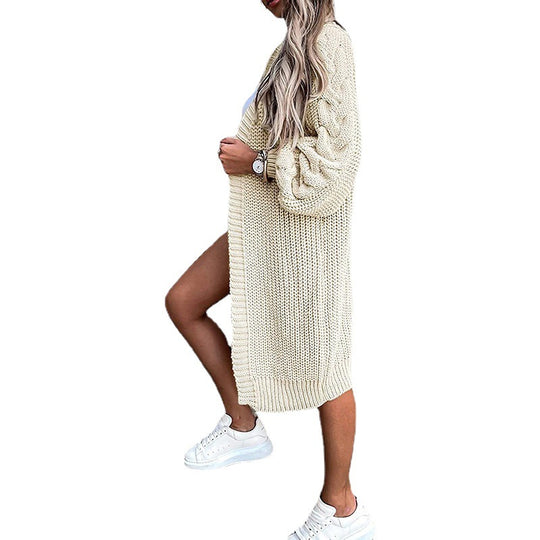 Damen Strickjacke mit voluminösen Ärmeln und modernem Lochmuster R&B