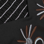 Damen bodenlanges Sommerkleid mit kunstvoller Stickerei und schwingendem Saum R&B