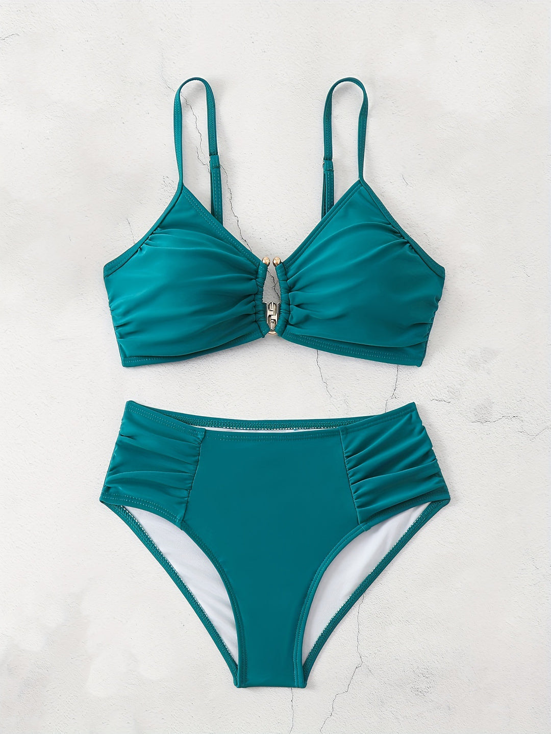 Damen Hochtailliertes Bikini-Set mit raffiniertem Rüschendesign R&B