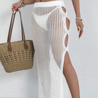 Damen transparenter Strandrock mit seitlichen Schlitzen R&B