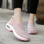Damen bequeme Slip-On Sneakers mit elastischem Mesh-Obermaterial und luftgepolsterter Sohle R&B