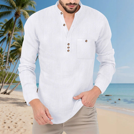 Herren Leichtes Langarmhemd mit Knopfleiste R&B