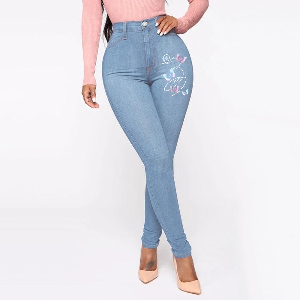 Damen Slim-Fit Jeans mit floralem Stickdesign R&B