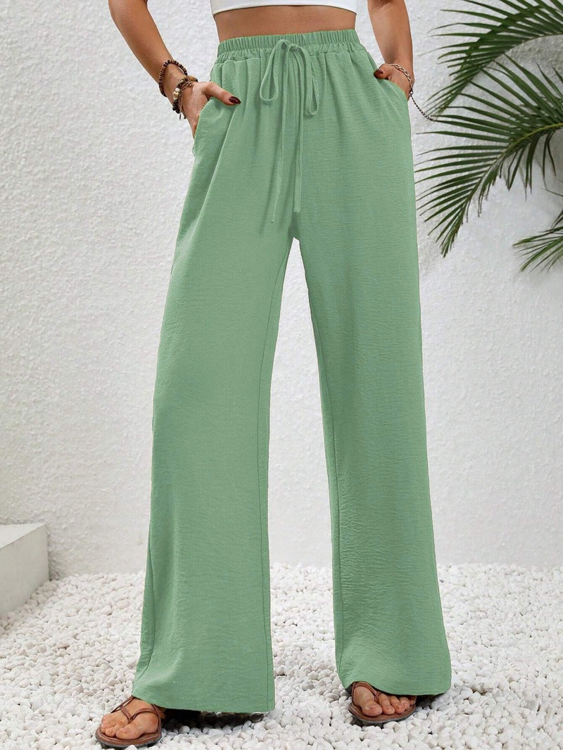 Damen Lässige, Breite Freizeithose mit Elastischem Bund und Seitlichen Taschen R&B