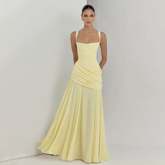 Damen Elegantes Abendkleid mit Off-Shoulder-Design und Fließendem Cape R&B