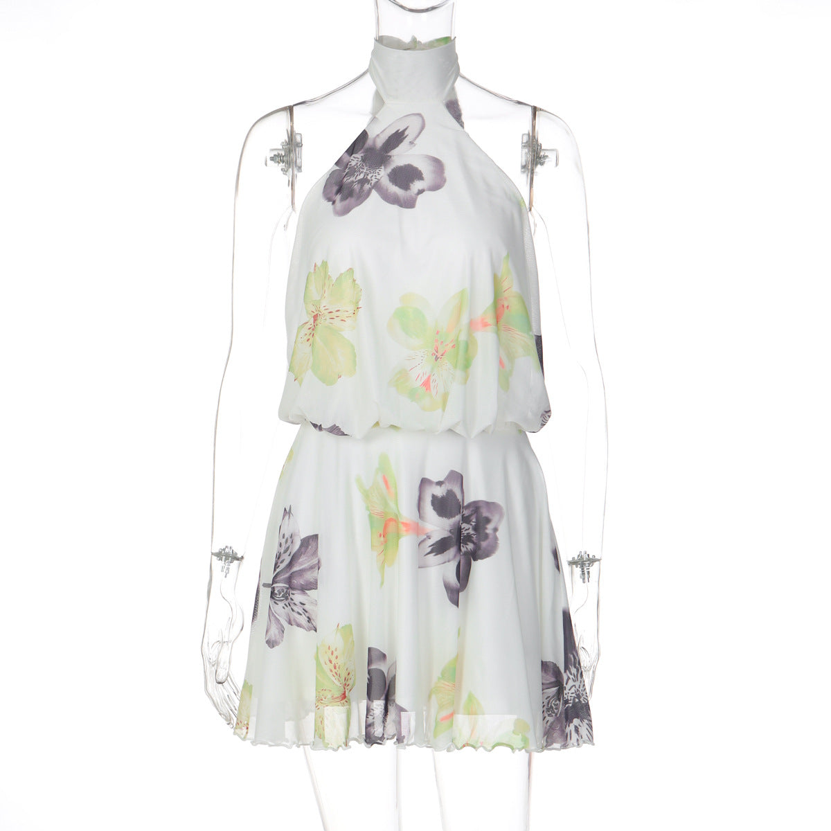 Damen Ärmelloses Blütenmuster Kleid R&B
