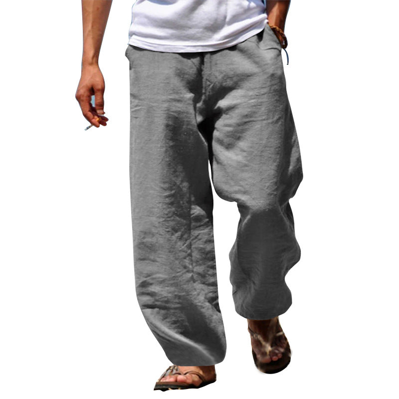 Herren nan lockere Leinenhose mit weitem Bein und elastischem Bund R&B