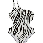 Damen Asymmetrischer Einteiler Badeanzug mit Tiermotiv R&B