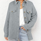 Damen gestepptes Overshirt mit Taschen und Knopfdetails