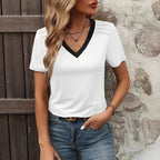 Damen T-Shirt mit V-Ausschnitt und lässigem Schnitt R&B