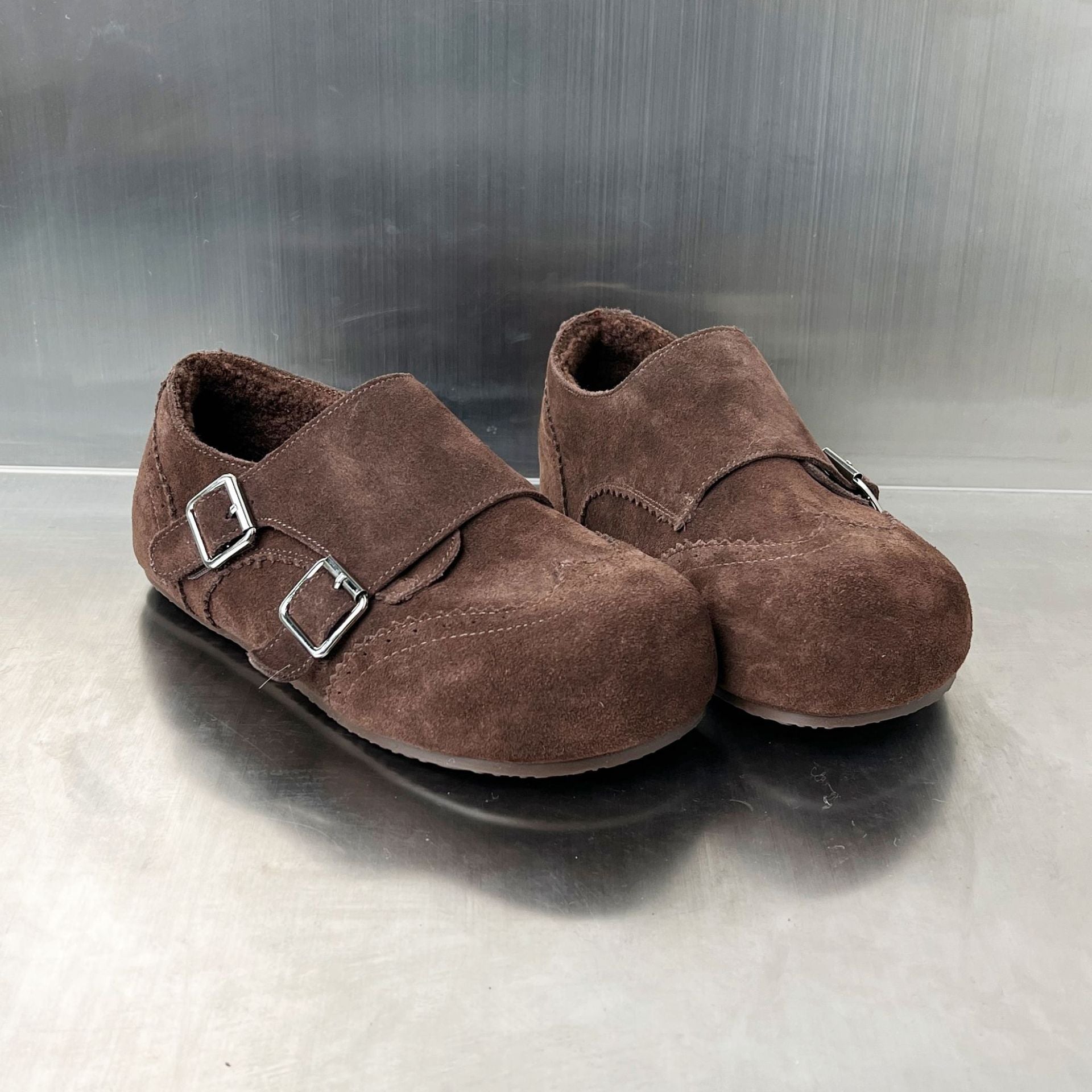 Damen Mokassins mit dekorativem Doppelschnallenverschluss und weichem Wildleder R&B