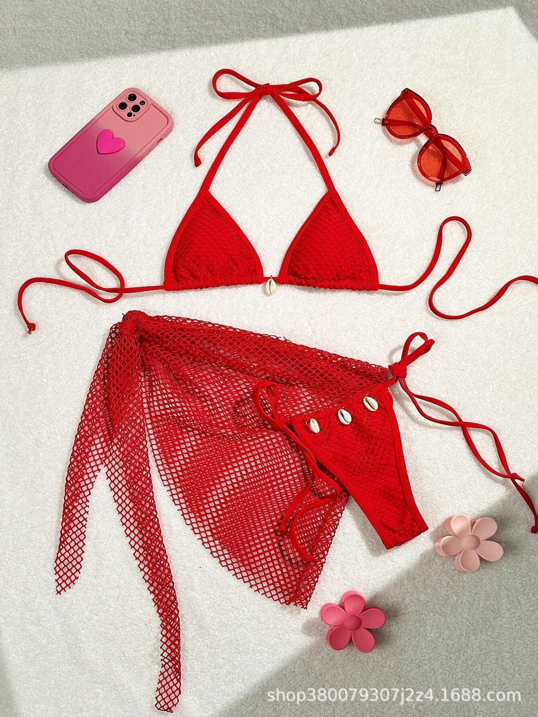 Damen Triangel-Bikini mit Netzdesign R&B