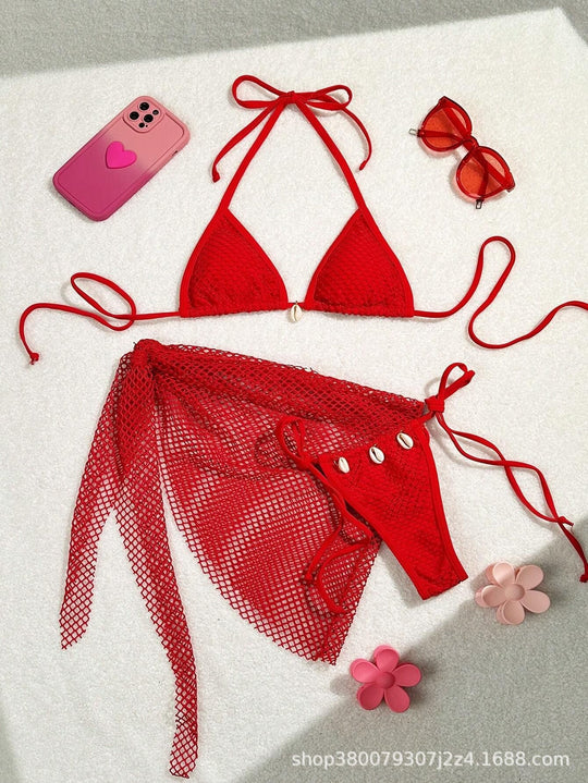 Damen Triangel-Bikini mit Netzdesign R&B