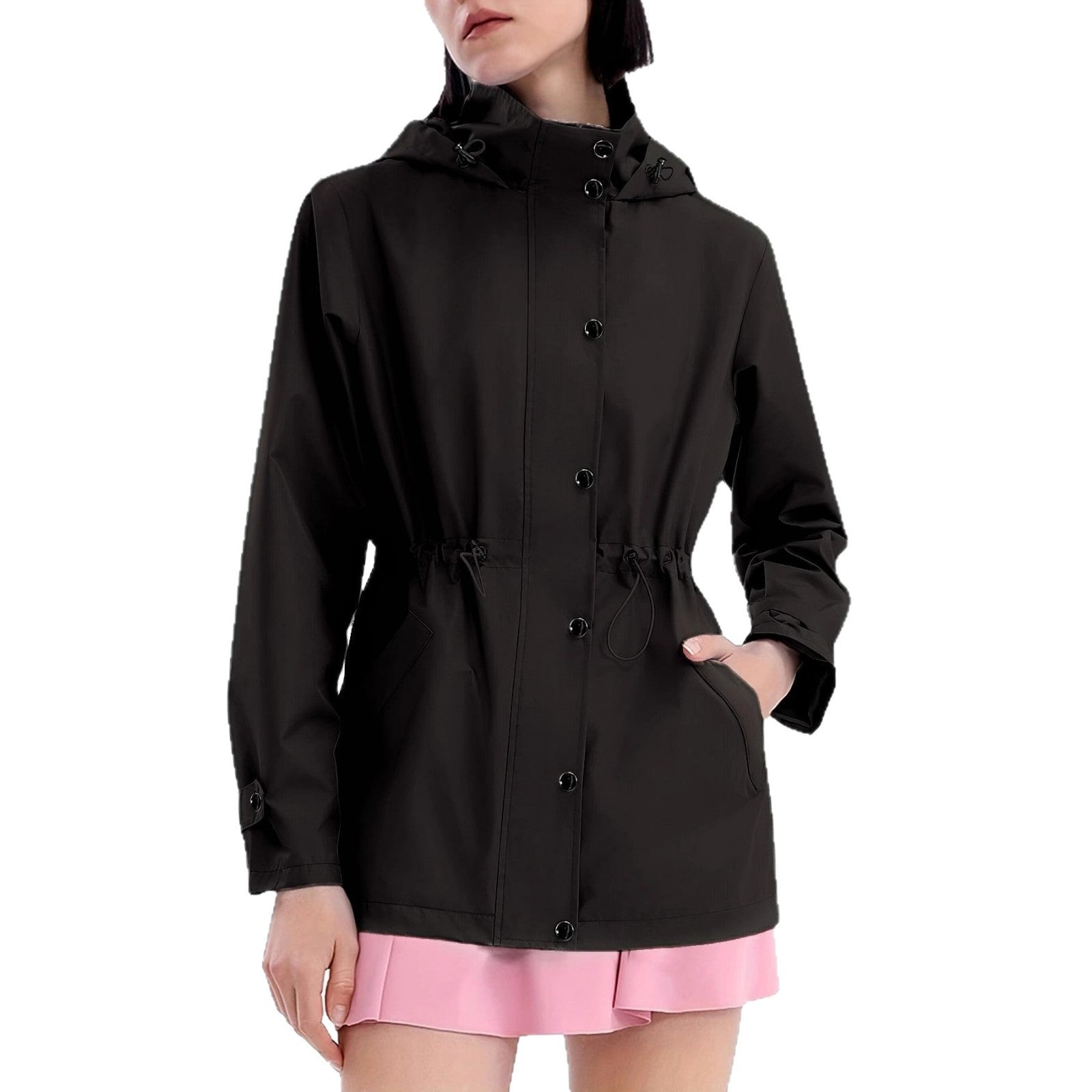 Damen funktionale Übergangsjacke mit verstellbarem Bund und Kapuze R&B