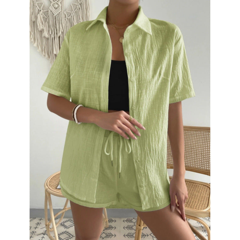 Damen Chice Loungewear-Kombination bestehend aus leichtem, atmungsaktivem Hemd und Shorts R&B