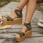 Damen Wedge-Sandalen mit eleganten Kreuzriemen und komfortabel gepolsterter Sohle R&B