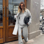 Damen Relaxed Strick-Ensemble mit Schal R&B
