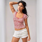 Damen Rüschen-Shorts mit elastischem Bund und verspieltem Design R&B