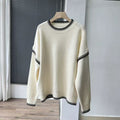 Damen Übergroßer Strickpullover mit Kontrastbündchen