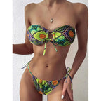 Damen Bandeau-Bikini mit aufregendem Mustermix und verstellbaren Trägern R&B
