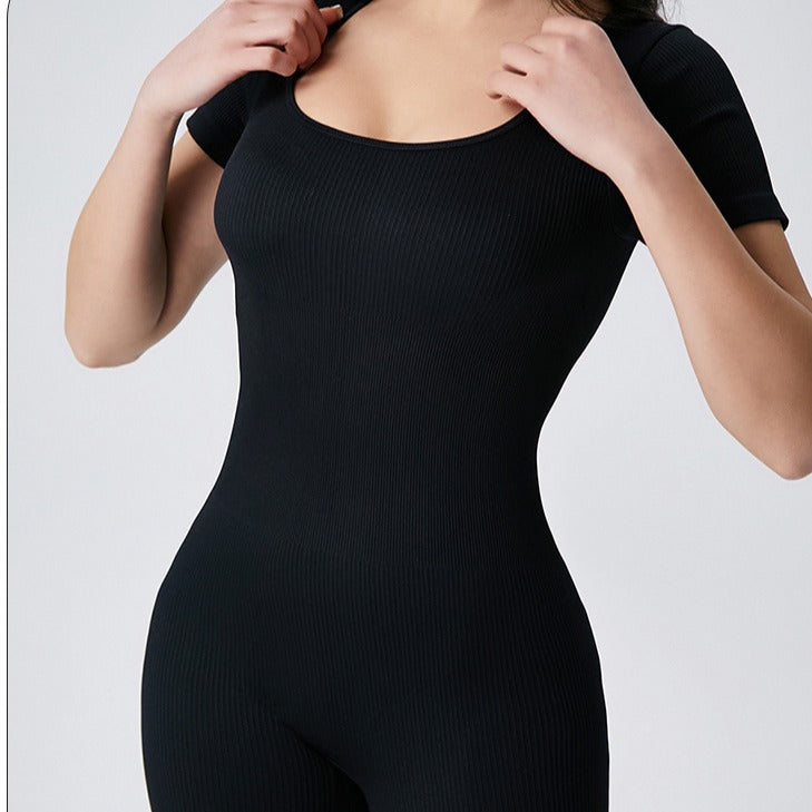 Damen Sportlicher Jumpsuit mit kurzem Arm und hohem Komfort R&B