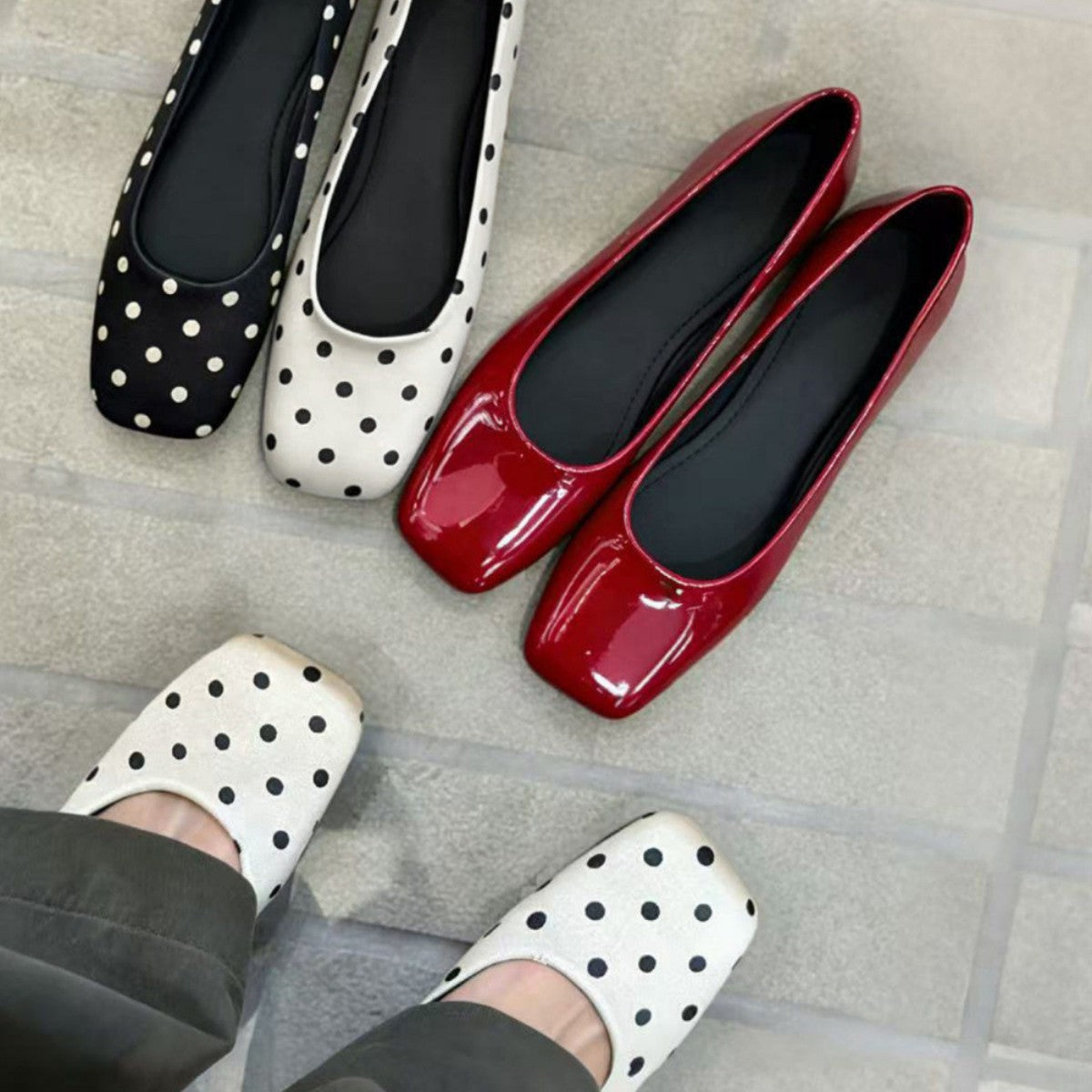 Damen Ballerinas mit eleganter Punktenmusterung und bequemer Innensohle R&B
