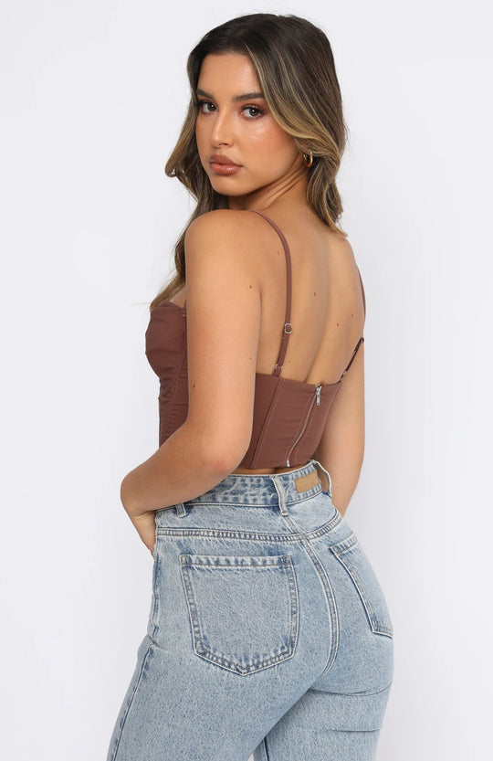 Damen Bustier-Oberteil mit Reißverschluss und feiner Raffung R&B