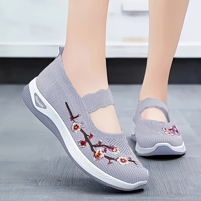 Damen modische Stoffschuhe mit elastischem Riemen und floralem Design R&B