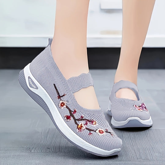 Damen modische Stoffschuhe mit elastischem Riemen und floralem Design R&B