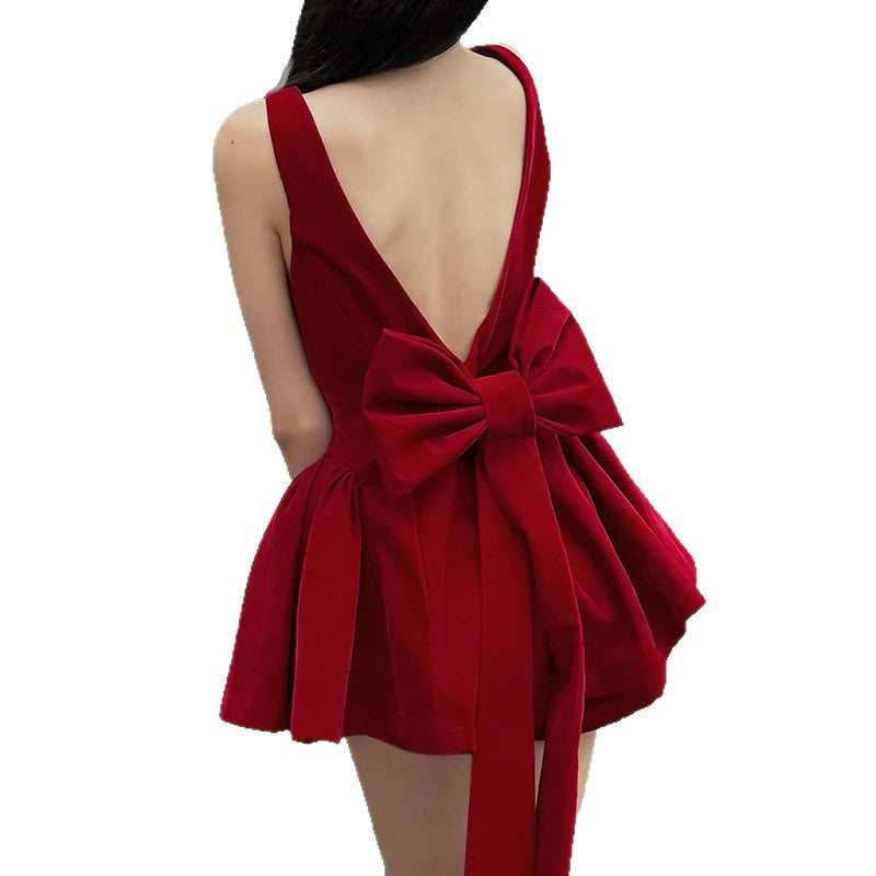 Damen Kurzes Samtkleid mit hochwertigem Schnitt und A-Linien-Silhouette R&B