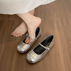 Damen Ballerinas mit modischer Schnallenapplikation