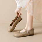 Damen Ballerinas mit durchgehendem Gummizug und dekorativem Riemchen