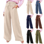 Damen Weit geschnittene Sommerhose mit elastischem Bund und frontalen Taschen