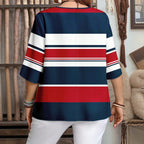 Damen lässiges Marine-Look Oberteil mit Knopfleiste R&B