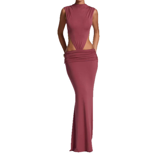 Damen Langes Maxi-Kleid mit raffinierten Cut-Outs und Raffung R&B