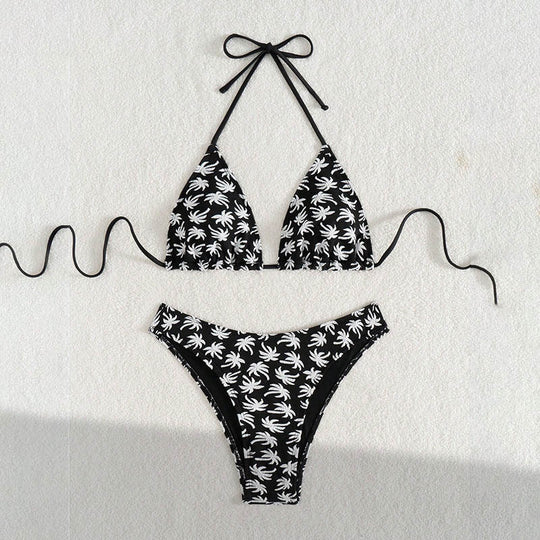 Damen Triangel-Bikini mit floralem Design und verstellbaren Bändern R&B