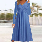 R&B | Lässiges Langarmkleid Mit Kreuzdesign