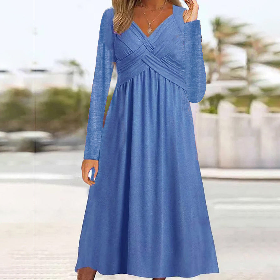 R&B | Lässiges Langarmkleid Mit Kreuzdesign