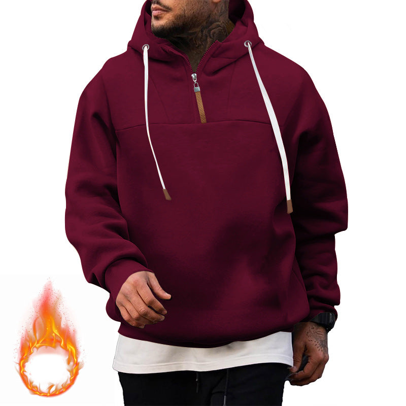 Herren Sport-Hoodie mit hohem Kragen und Reißverschluss R&B